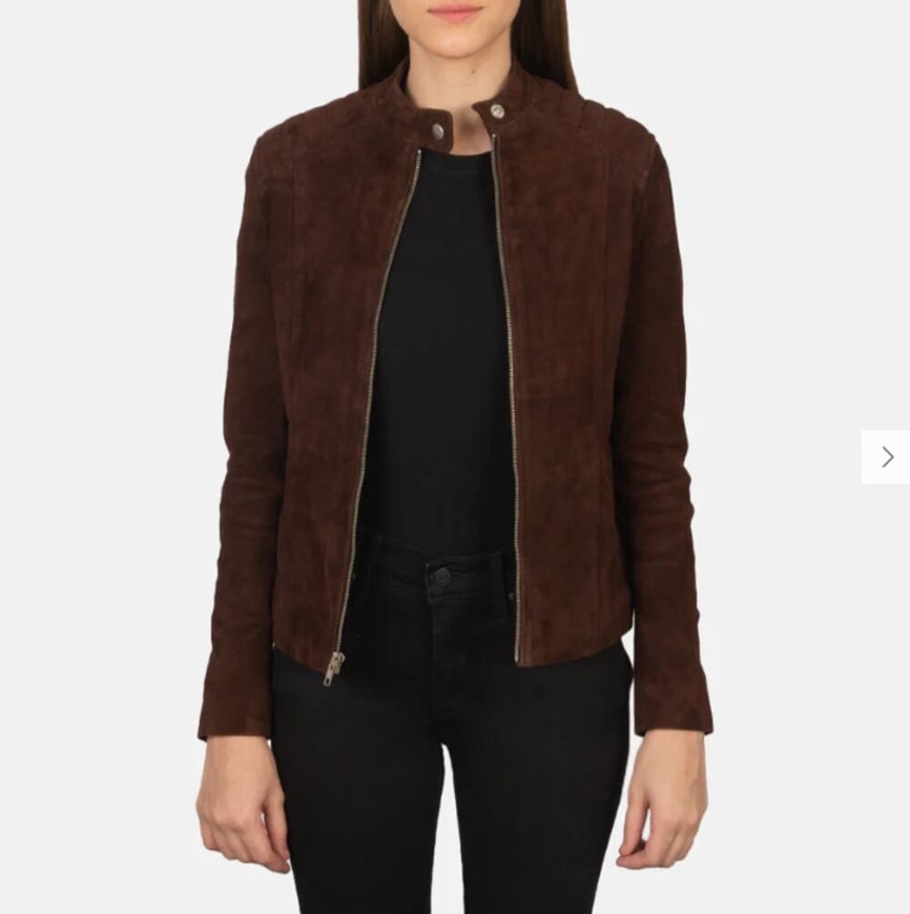 THE JACKET MAKER Kelsee Mocha Leather Suede Biker Jacket Sz S NWT $300
